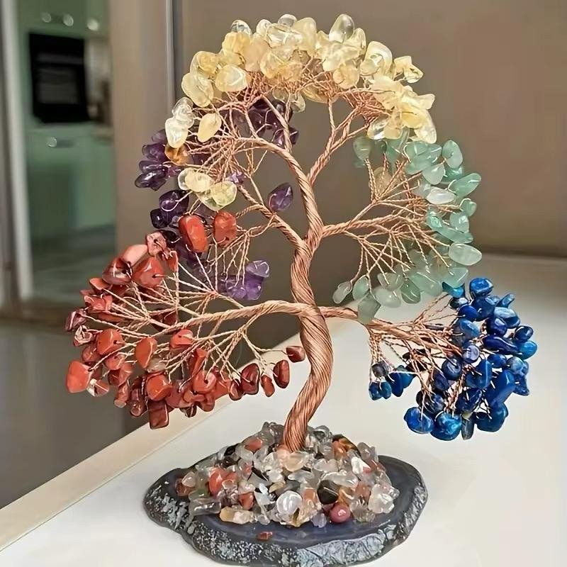 Natural Healing Chakra Gem of Life Crystals Gravel Trees Crystal Stones Handmade Chips Gifts for Home Fengshui Decor